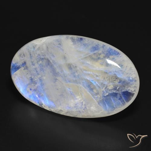 46.21 ct White Rainbow Moonstone Stone, Natural Rainbow Moonstone in Oval Cabochon Shape for Sale