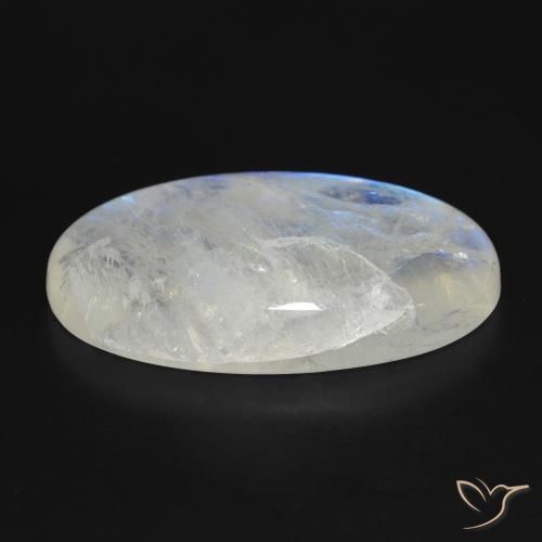 Rainbow Moonstone Gemstone in 35.2 x 21.3 mm Size for Sale, Rainbow Moonstone Stone in Bluish White Color
