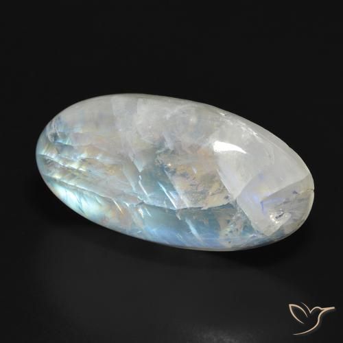 26.98 ct White Rainbow Moonstone Stone, Natural Rainbow Moonstone in Oval Cabochon Shape for Sale