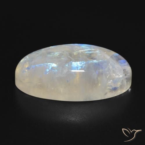 Rainbow Moonstone Gemstone in 26.5 x 13.7 mm Size for Sale, Rainbow Moonstone Stone in Bluish White Color