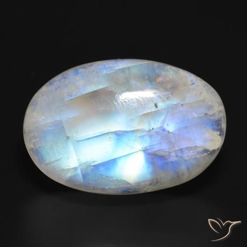 19.90ct Natural Bluish White Rainbow Moonstone, Oval, Translucent