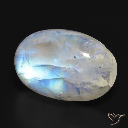 19.90 ct White Rainbow Moonstone Stone, Natural Rainbow Moonstone in Oval Cabochon Shape for Sale