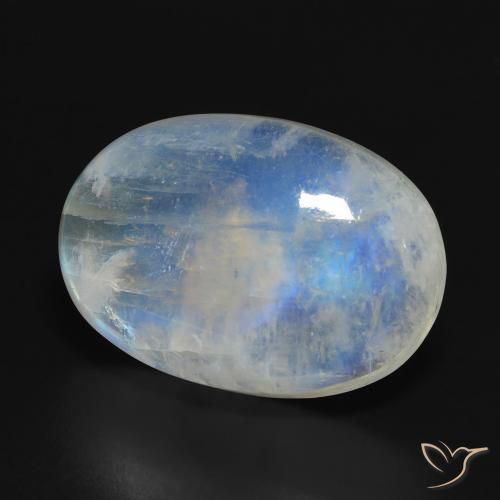 19.81 ct White Rainbow Moonstone Stone, Natural Rainbow Moonstone in Oval Cabochon Shape for Sale