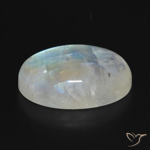 Rainbow Moonstone Gemstone in 21.9 x 15.4 mm Size for Sale, Rainbow Moonstone Stone in Bluish White Color