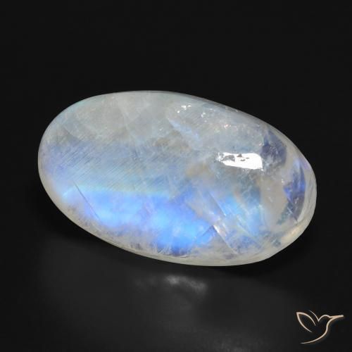 16.92 ct White Rainbow Moonstone Stone, Natural Rainbow Moonstone in Oval Cabochon Shape for Sale