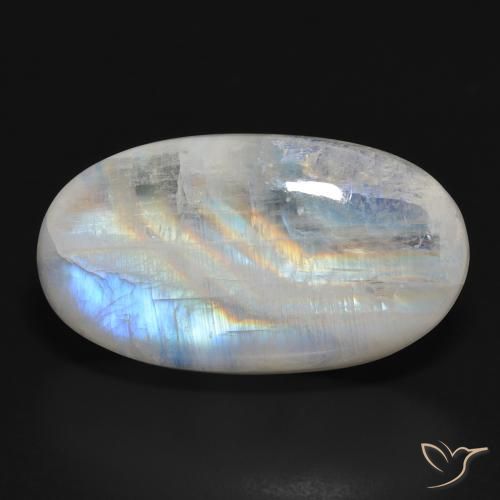 32.92ct Natural Bluish White Rainbow Moonstone, Oval, Translucent