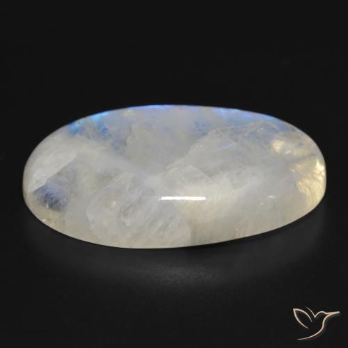 Rainbow Moonstone Gemstone in 33.9 x 21 mm Size for Sale, Rainbow Moonstone Stone in Bluish White Color