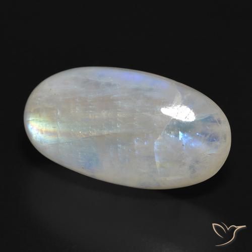 19.45 ct White Rainbow Moonstone Stone, Natural Rainbow Moonstone in Oval Cabochon Shape for Sale