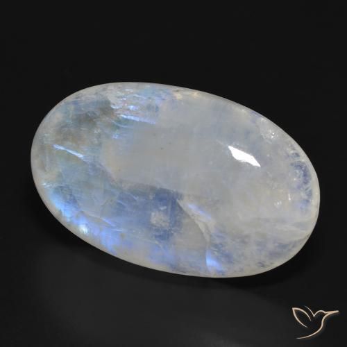 33.87 ct White Rainbow Moonstone Stone, Natural Rainbow Moonstone in Oval Cabochon Shape for Sale
