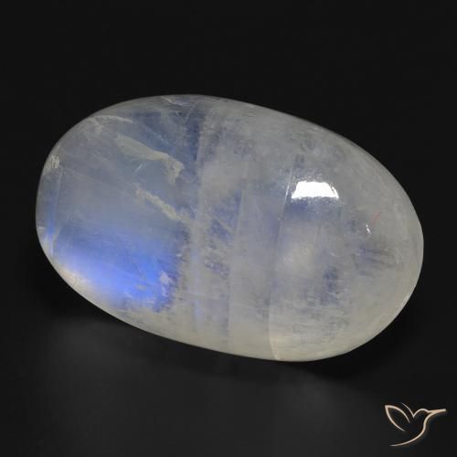 32.27 ct White Rainbow Moonstone Stone, Natural Rainbow Moonstone in Oval Cabochon Shape for Sale