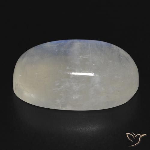 Rainbow Moonstone Gemstone in 25.3 x 15.8 mm Size for Sale, Rainbow Moonstone Stone in Bluish White Color