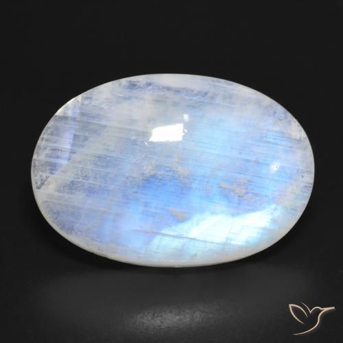 16.62ct Natural Bluish White Rainbow Moonstone, Oval, Translucent