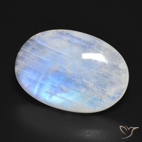 16.62 ct White Rainbow Moonstone Stone, Natural Rainbow Moonstone in Oval Cabochon Shape for Sale