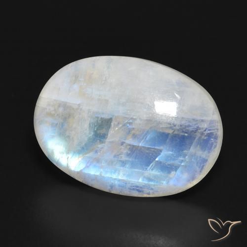 13.54 ct White Rainbow Moonstone Stone, Natural Rainbow Moonstone in Oval Cabochon Shape for Sale