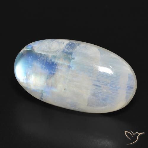 26.86 ct White Rainbow Moonstone Stone, Natural Rainbow Moonstone in Oval Cabochon Shape for Sale