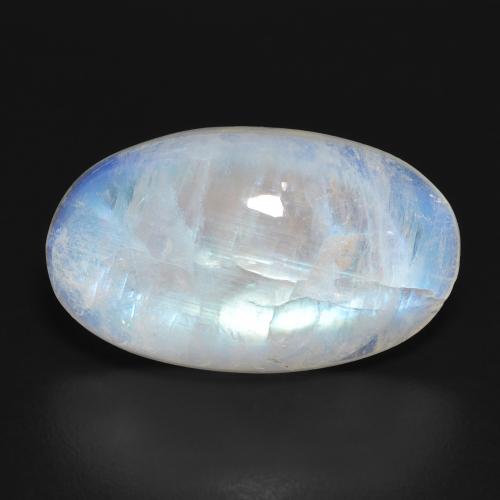حجر القمر البيضاوي 15.74 قيراط بألوان قوس قزح ، <cite dir="ltr" lang="en">21.5 x 12.8</cite> مم من الولايات المتحدة, Photo A