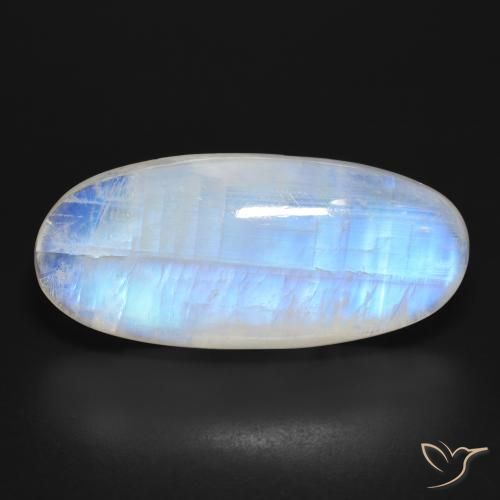 42.05 ct White Rainbow Moonstone Gemstone, Rainbow Moonstone Gem in Oval Cabochon Shape for Sale.