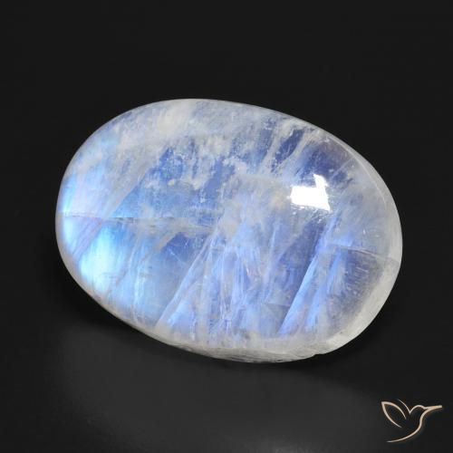 23.16 ct White Rainbow Moonstone Stone, Natural Rainbow Moonstone in Oval Cabochon Shape for Sale
