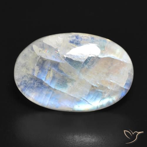 19.59ct Natural Bluish White Rainbow Moonstone, Oval, Translucent
