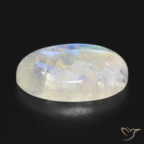 Rainbow Moonstone Gemstone in 23.6 x 15.6 mm Size for Sale, Rainbow Moonstone Stone in Bluish White Color