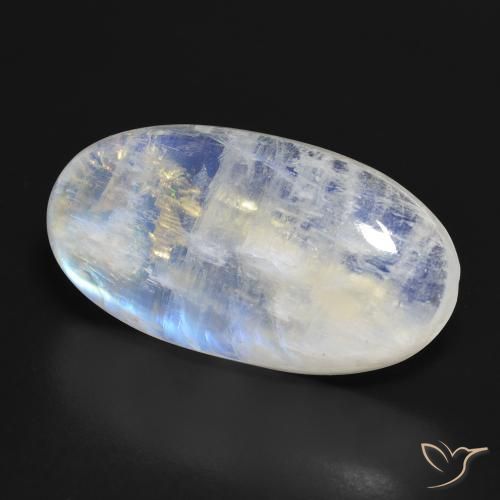 34.30 ct White Rainbow Moonstone Stone, Natural Rainbow Moonstone in Oval Cabochon Shape for Sale