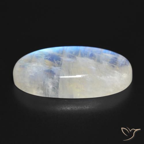 Rainbow Moonstone Gemstone in 31.1 x 16.6 mm Size for Sale, Rainbow Moonstone Stone in Bluish White Color