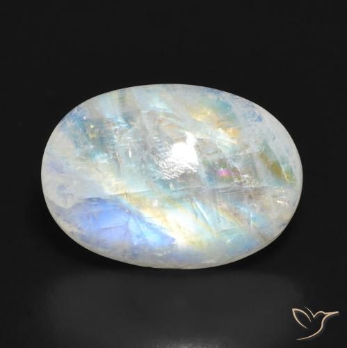 12.72ct Natural Bluish White Rainbow Moonstone, Oval, Translucent