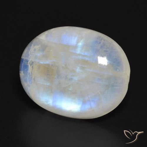 19.86 ct White Rainbow Moonstone Stone, Natural Rainbow Moonstone in Oval Cabochon Shape for Sale
