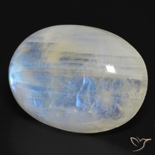 26.57 ct White Rainbow Moonstone Stone, Natural Rainbow Moonstone in Oval Cabochon Shape for Sale
