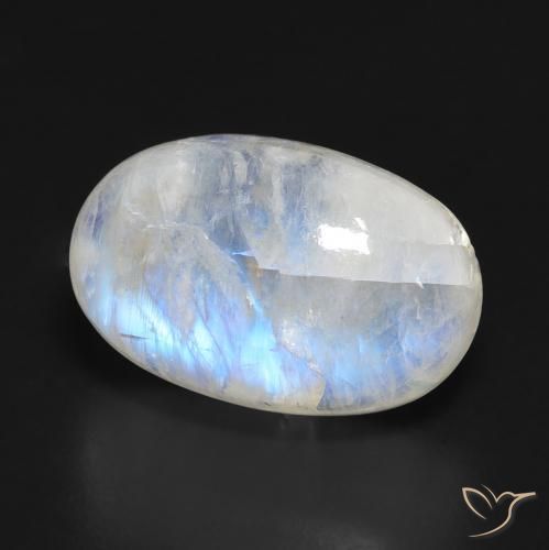 11.83 ct White Rainbow Moonstone Stone, Natural Rainbow Moonstone in Oval Cabochon Shape for Sale