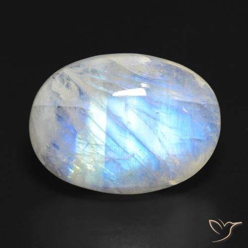 15.90ct Natural Bluish White Rainbow Moonstone, Oval, Translucent