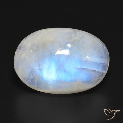 20.99ct Natural Bluish White Rainbow Moonstone, Oval, Transparent