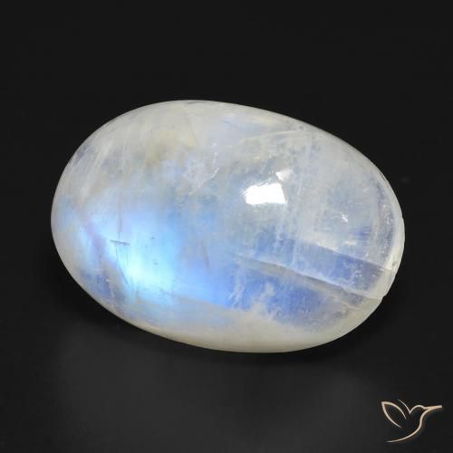 20.99 ct White Rainbow Moonstone Stone, Natural Rainbow Moonstone in Oval Cabochon Shape for Sale