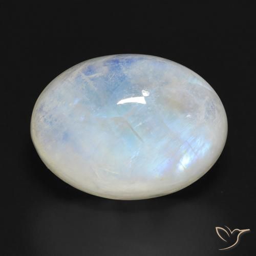 14.50ct Natural Bluish White Rainbow Moonstone, Oval, Translucent