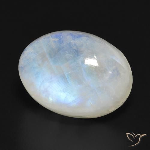 14.50 ct White Rainbow Moonstone Stone, Natural Rainbow Moonstone in Oval Cabochon Shape for Sale
