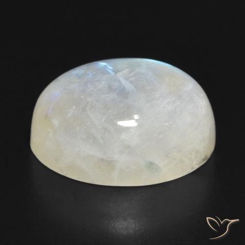 Rainbow Moonstone Gemstone in 17.1 x 12.6 mm Size for Sale, Rainbow Moonstone Stone in Bluish White Color