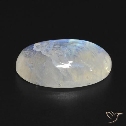 Rainbow Moonstone Gemstone in 18 x 12 mm Size for Sale, Rainbow Moonstone Stone in Bluish White Color