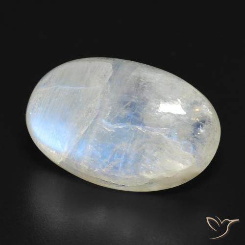 16.32 ct White Rainbow Moonstone Stone, Natural Rainbow Moonstone in Oval Cabochon Shape for Sale