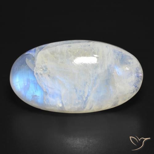 39.99ct Natural Bluish White Rainbow Moonstone, Oval, Translucent