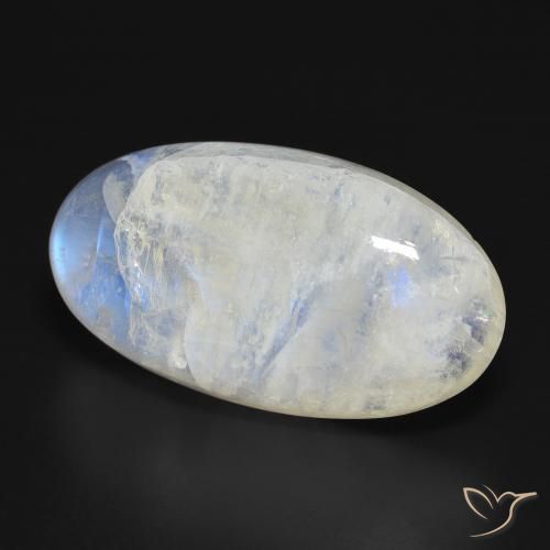 39.99 ct White Rainbow Moonstone Stone, Natural Rainbow Moonstone in Oval Cabochon Shape for Sale
