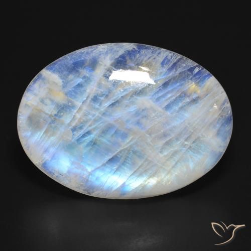 45.90ct Natural Bluish White Rainbow Moonstone, Oval, Translucent