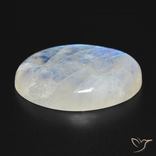 Rainbow Moonstone Gemstone in 32.4 x 23.6 mm Size for Sale, Rainbow Moonstone Stone in Bluish White Color