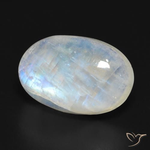 13.53 ct White Rainbow Moonstone Stone, Natural Rainbow Moonstone in Oval Cabochon Shape for Sale