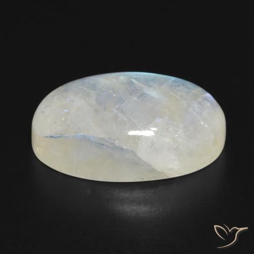 Rainbow Moonstone Gemstone in 19.1 x 12.6 mm Size for Sale, Rainbow Moonstone Stone in Bluish White Color