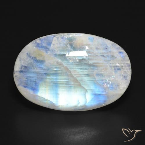21.64ct Natural Bluish White Rainbow Moonstone, Oval, Translucent