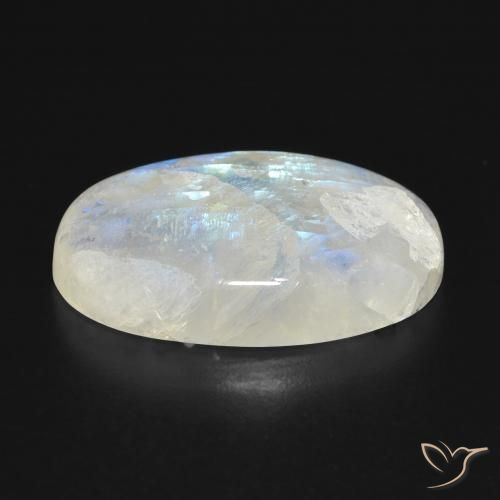 Rainbow Moonstone Gemstone in 24.9 x 16.6 mm Size for Sale, Rainbow Moonstone Stone in Bluish White Color