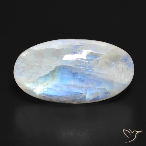 25.60ct Natural Bluish White Rainbow Moonstone, Oval, Translucent