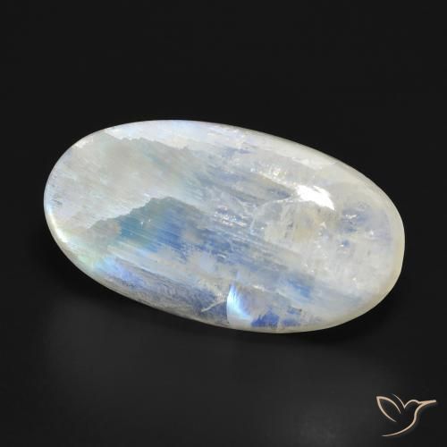 25.60 ct White Rainbow Moonstone Stone, Natural Rainbow Moonstone in Oval Cabochon Shape for Sale