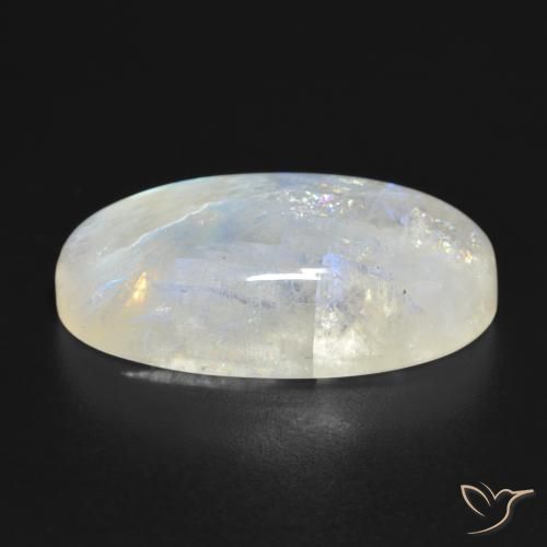 Rainbow Moonstone Gemstone in 26.6 x 14.4 mm Size for Sale, Rainbow Moonstone Stone in Bluish White Color