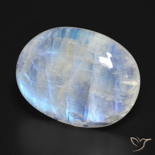 27.61 ct White Rainbow Moonstone Stone, Natural Rainbow Moonstone in Oval Cabochon Shape for Sale